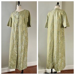 Vintage 1960’s Gold & Floral Print Housecoat Dress